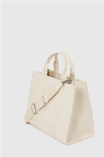 Karl Lagerfeld ikon Choup Pin Square Md Tote Kadın Omuz Çantası Beyaz