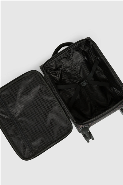 Karl Lagerfeld Ikon Monogram Nylon Trolley Kadın Valiz Kahverengi