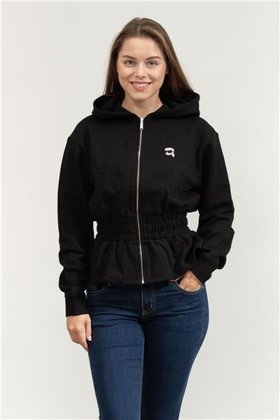 Karl Lagerfeld Ikon Patch Cinched Kadın Fermuarlı Sweatshirt