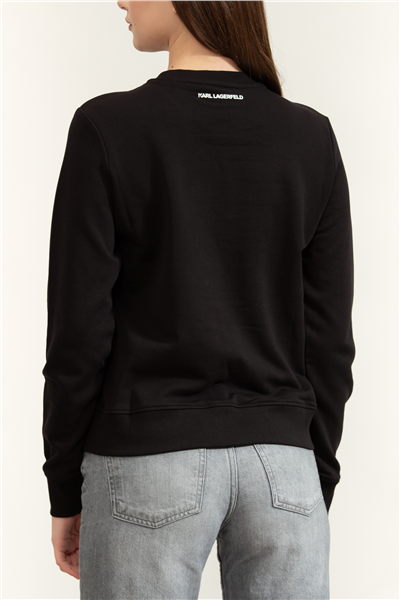 Karl Lagerfeld ikon Rs Circle Sweatshirt Kadın Bisiklet Yaka Sweatshirt Siyah
