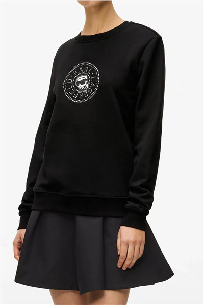 Karl Lagerfeld ikon Rs Circle Sweatshirt Kadın Bisiklet Yaka Sweatshirt Siyah