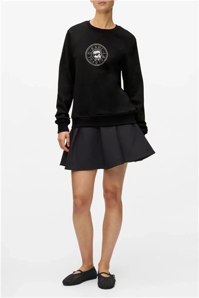 Karl Lagerfeld ikon Rs Circle Sweatshirt Kadın Bisiklet Yaka Sweatshirt Siyah
