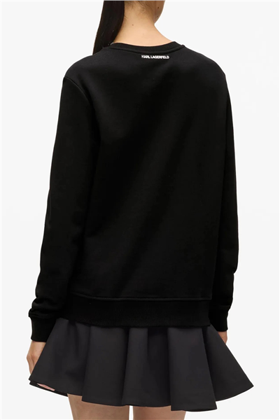 Karl Lagerfeld ikon Rs Circle Sweatshirt Kadın Bisiklet Yaka Sweatshirt Siyah