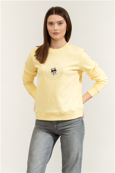 Karl Lagerfeld ikon Rs Circle Sweatshirt Kadın Bisiklet Yaka Sweatshirt