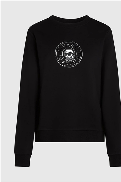 Karl Lagerfeld ikon Rs Circle Sweatshirt Kadın Bisiklet Yaka Sweatshirt Siyah