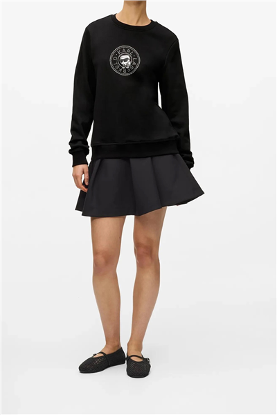 Karl Lagerfeld ikon Rs Circle Sweatshirt Kadın Bisiklet Yaka Sweatshirt Siyah