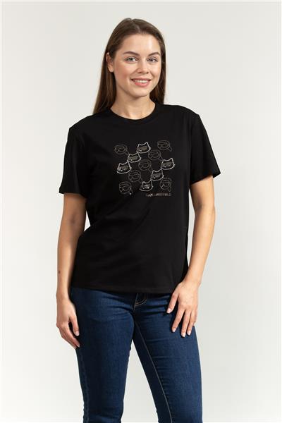 Karl Lagerfeld Ikon Seasonal Rs Kadın Bisiklet Yaka T-Shirt
