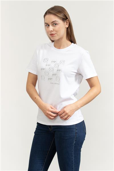 Karl Lagerfeld Ikon Seasonal Rs Kadın Bisiklet Yaka T-Shirt