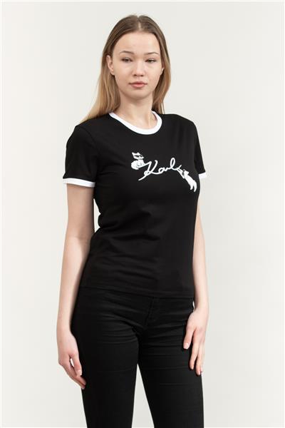 Karl Lagerfeld Ikon Signature Choupette Tee Kadın Bisiklet Yaka T-Shirt