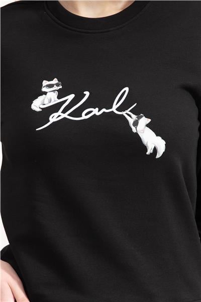 Karl Lagerfeld Ikon Signature Choupette Kadın Bisiklet Yaka Sweatshirt