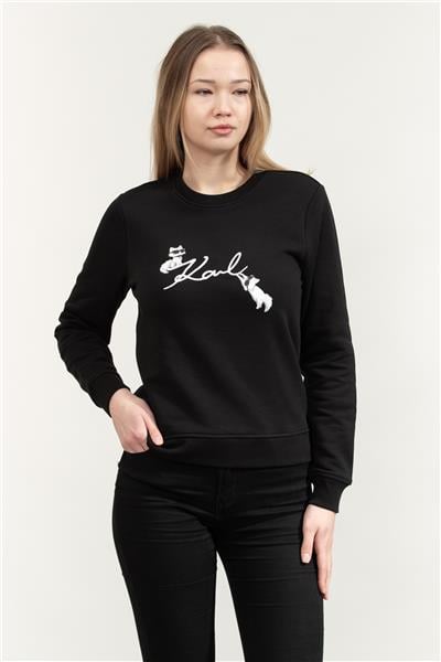 Karl Lagerfeld Ikon Signature Choupette Kadın Bisiklet Yaka Sweatshirt