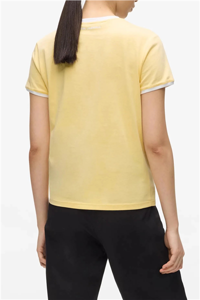 Karl Lagerfeld ikon Small Circle T-Shirt Kadın Bisiklet Yaka T-Shirt