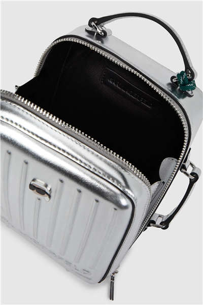 Karl Lagerfeld Ikon Suitcase Crossbody Kadın Omuz Çantası Gümüş