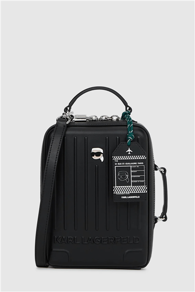 Karl Lagerfeld Ikon Suitcase Crossbody Kadın Omuz Çantası Siyah