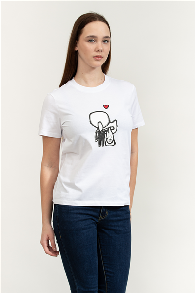 Karl Lagerfeld Ikon Valentine Kadın Bisiklet Yaka T-Shirt