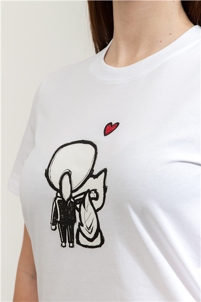 Karl Lagerfeld Ikon Valentine Kadın Bisiklet Yaka T-Shirt
