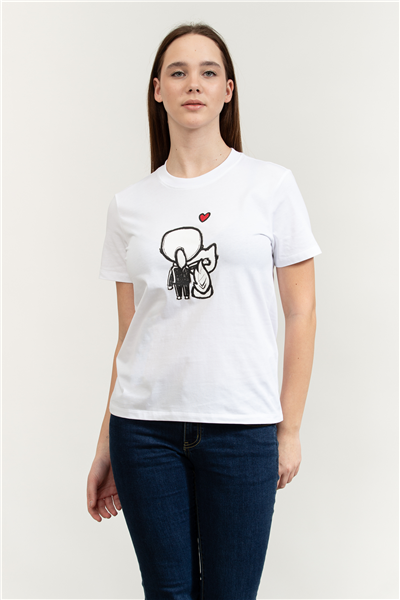 Karl Lagerfeld Ikon Valentine Kadın Bisiklet Yaka T-Shirt