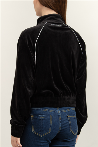 Karl Lagerfeld Ikon Velvet Zip Up Kadın Fermuarlı Sweatshirt