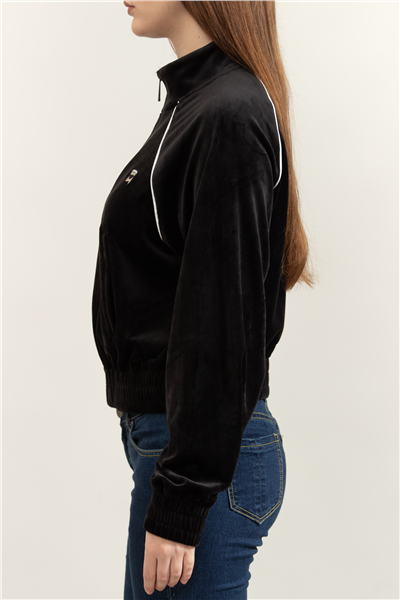 Karl Lagerfeld Ikon Velvet Zip Up Kadın Fermuarlı Sweatshirt