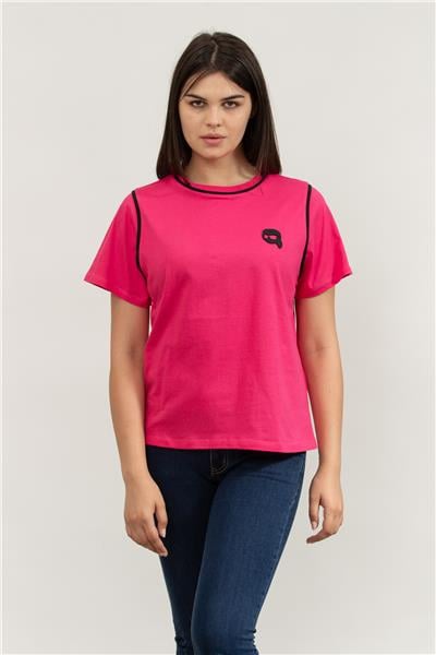 Karl Lagerfeld Ikonik Kadın Bisiklet Yaka T-Shirt