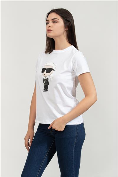 Karl Lagerfeld Ikonik Kadın Bisiklet Yaka T-Shirt