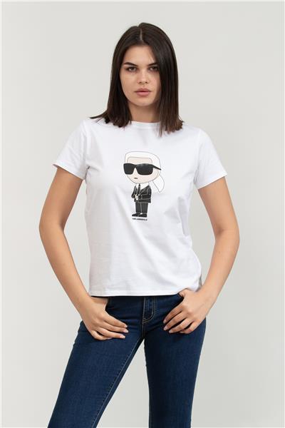 Karl Lagerfeld Ikonik Kadın Bisiklet Yaka T-Shirt