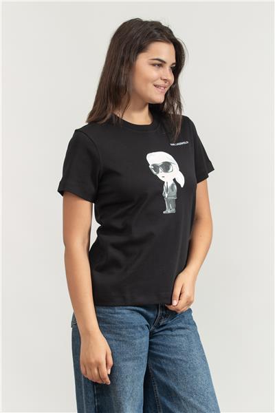 Karl Lagerfeld Ikon Aquarelle K Kadın Bisiklet Yaka T-Shirt
