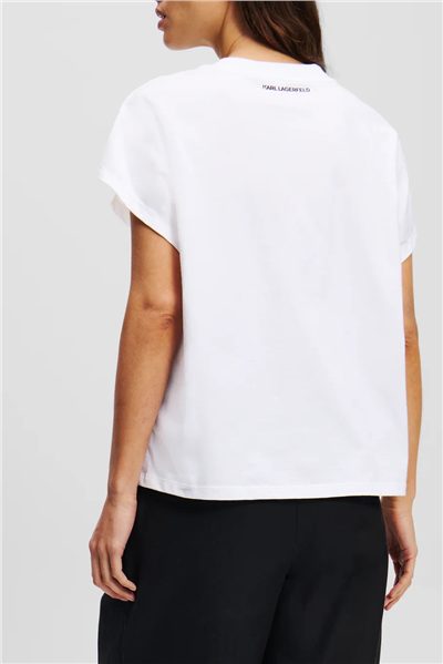 Karl Lagerfeld Kadın Bisiklet Yaka T-Shirt Beyaz