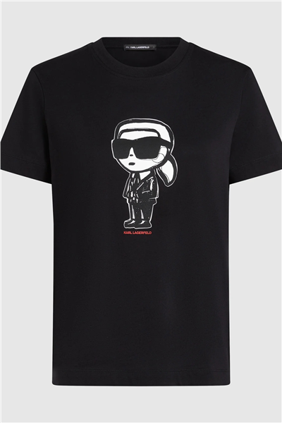 Karl Lagerfeld Kadın Bisiklet Yaka T-Shirt Siyah