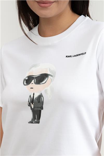 Karl Lagerfeld Ikon Aquarelle K Kadın Bisiklet Yaka T-Shirt