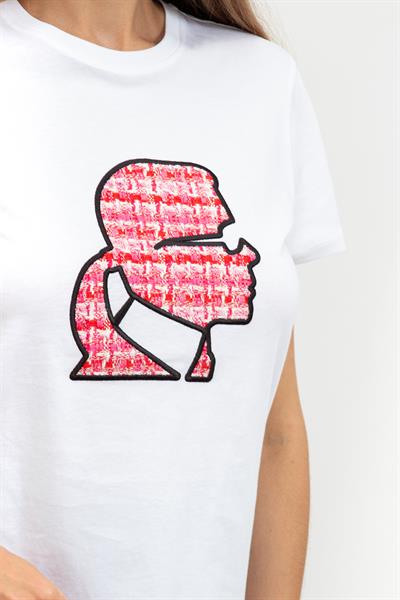Karl Lagerfeld Kadın Bisiklet Yaka T-Shirt Beyaz