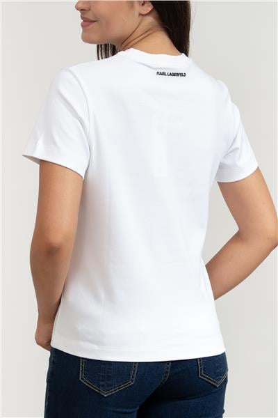 Karl Lagerfeld Ikon Aquarelle K Kadın Bisiklet Yaka T-Shirt