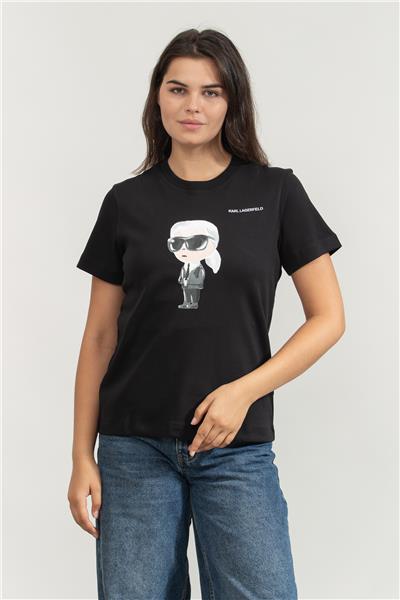 Karl Lagerfeld Ikon Aquarelle K Kadın Bisiklet Yaka T-Shirt