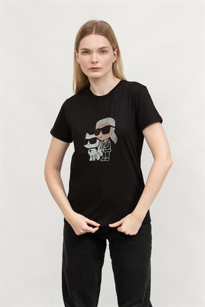 Karl Lagerfeld Ikon Rs Duo Kadın Bisiklet Yaka T-Shirt