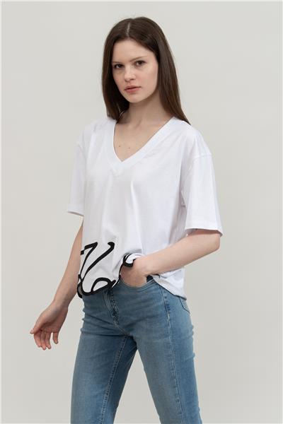 Karl Lagerfeld Kadın Bisiklet Yaka T-Shirt