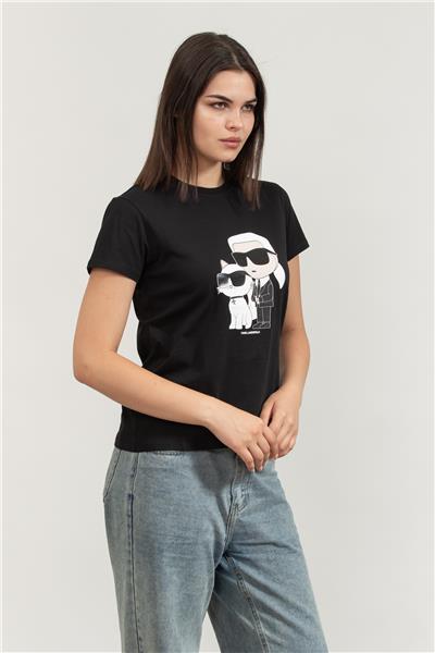 Karl Lagerfeld Ikonik Kadın Bisiklet Yaka T-Shirt