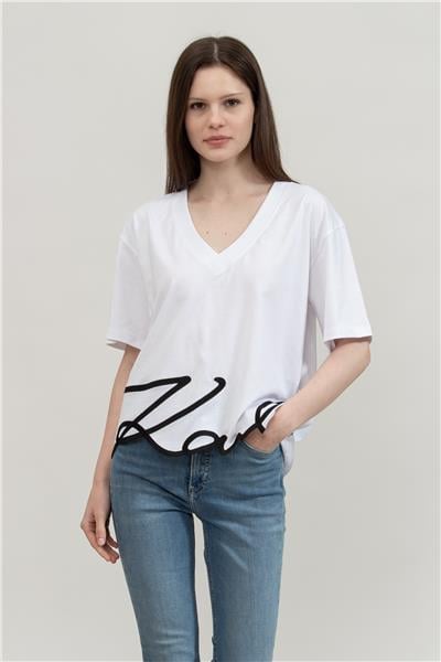 Karl Lagerfeld Kadın Bisiklet Yaka T-Shirt