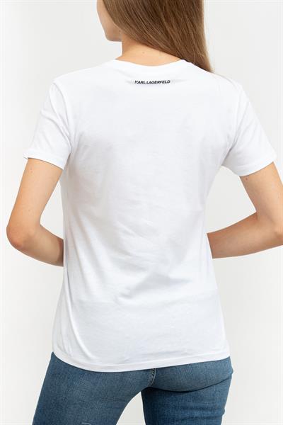 Karl Lagerfeld Kadın Bisiklet Yaka T-Shirt Beyaz