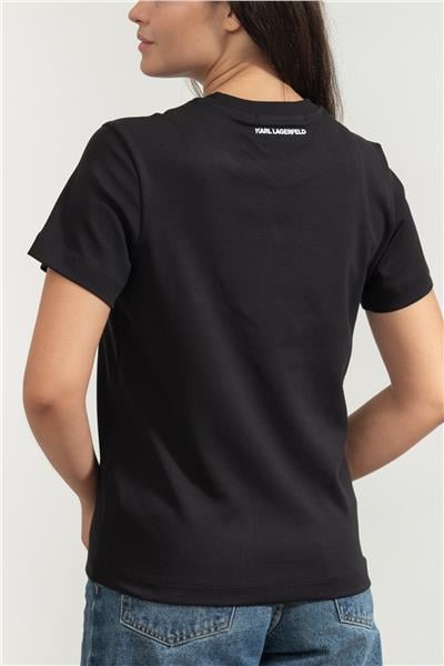 Karl Lagerfeld Ikon Aquarelle K Kadın Bisiklet Yaka T-Shirt