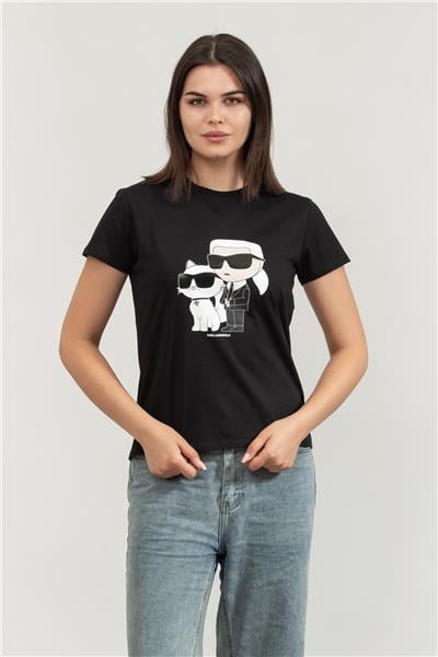 Karl Lagerfeld Ikonik Kadın Bisiklet Yaka T-Shirt