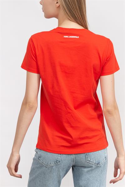 Karl Lagerfeld Kadın Bisiklet Yaka T-Shirt Kırmızı