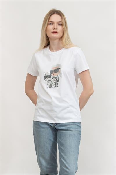 Karl Lagerfeld Ikon Rs Duo Kadın Bisiklet Yaka T-Shirt