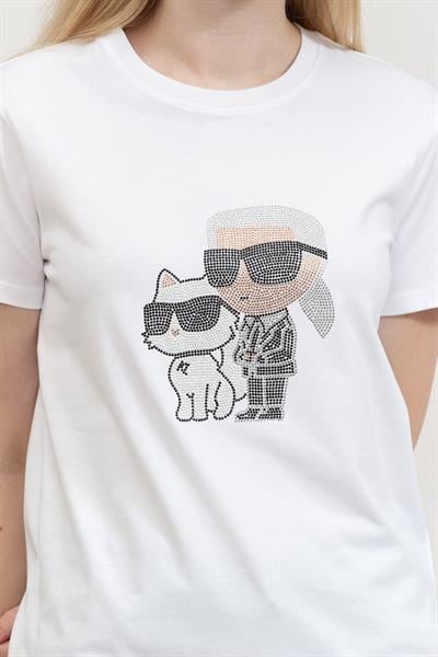 Karl Lagerfeld Ikon Rs Duo Kadın Bisiklet Yaka T-Shirt