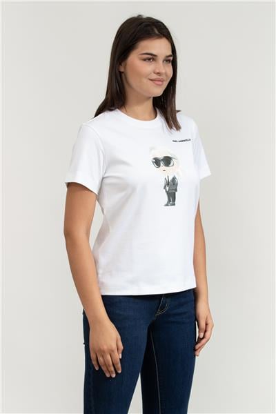 Karl Lagerfeld Ikon Aquarelle K Kadın Bisiklet Yaka T-Shirt