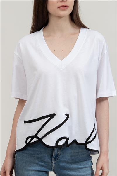 Karl Lagerfeld Kadın Bisiklet Yaka T-Shirt