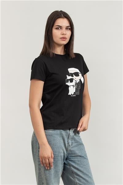 Karl Lagerfeld Ikonik Kadın Bisiklet Yaka T-Shirt