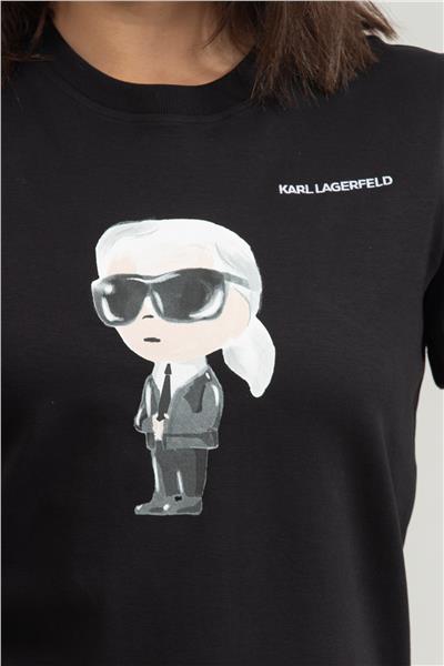 Karl Lagerfeld Ikon Aquarelle K Kadın Bisiklet Yaka T-Shirt