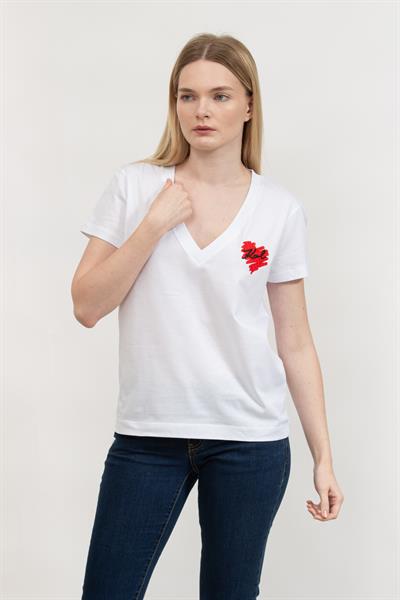 Karl Lagerfeld Kadın V Yaka T-Shirt