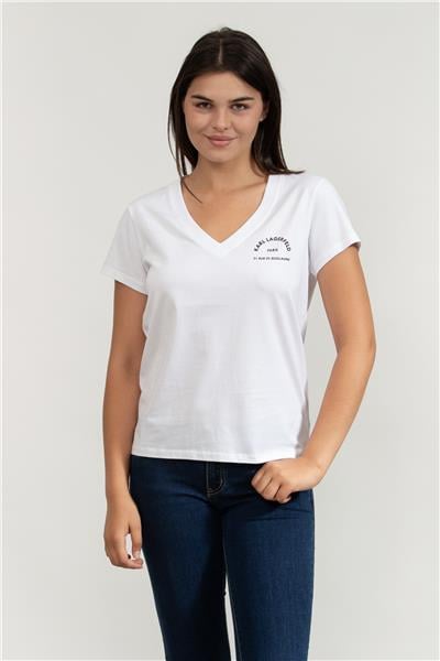 Karl Lagerfeld Kadın V Yaka T-Shirt