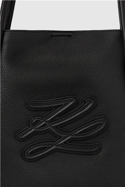 Karl Lagerfeld K/Autograph Patch Md Tote Kadın Omuz Çantası Siyah